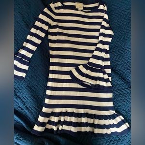 Sail to Sable blue and white flutter sleeve dress